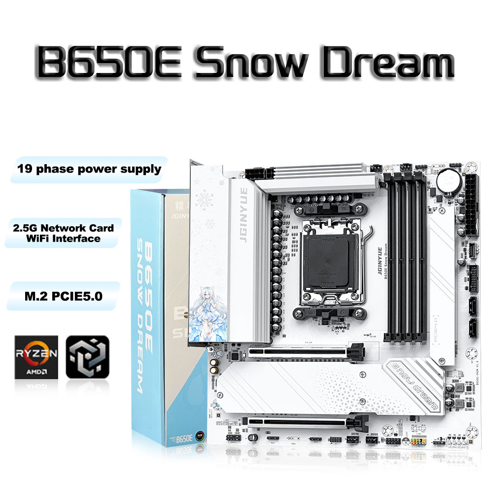 Am5 Micro Atx Pcie 5.0 Motherboard - Материнская плата JGINYUE B650E Snow Dream